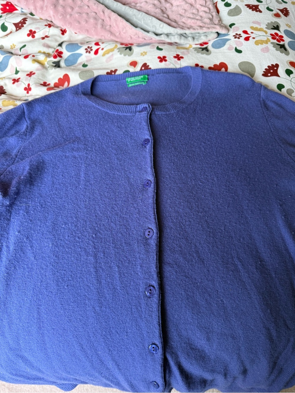 United Colors Of Benetton Violet Crewneck Button Cardigan